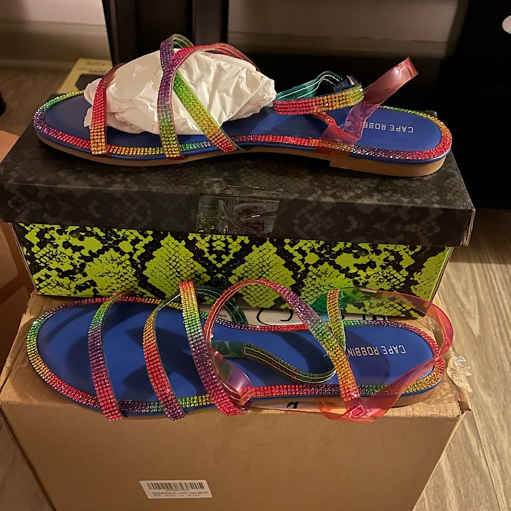 Rainbow multi colored sandals